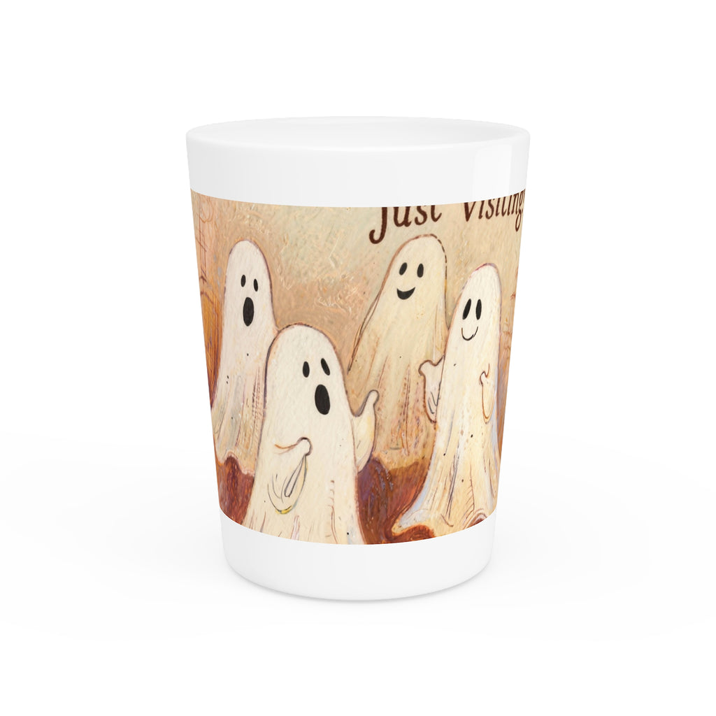 Boo! Just Visiting! Personalized Ceramic Shot Glass  Spooky Fun for Any Occasion