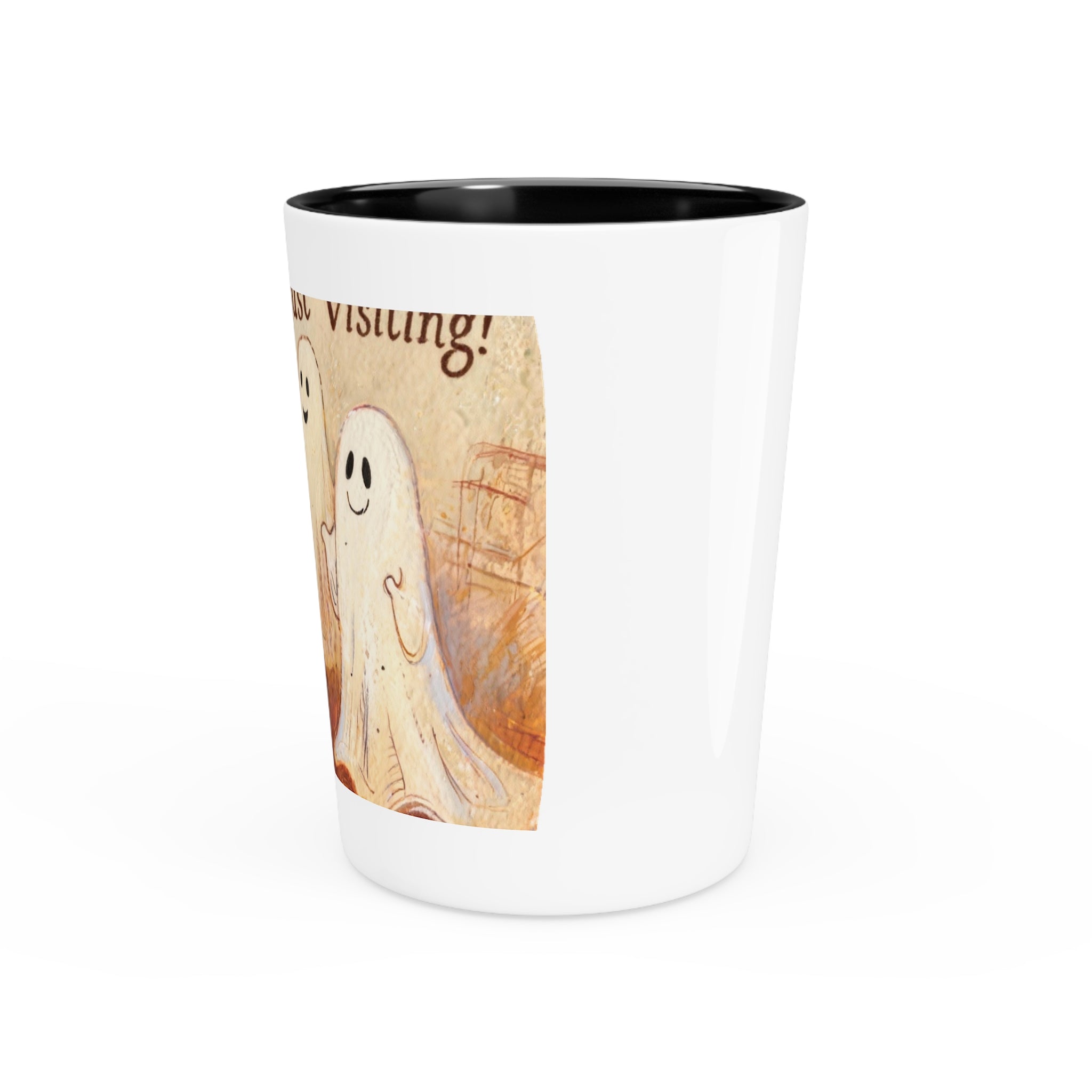 Boo! Just Visiting! Personalized Ceramic Shot Glass  Spooky Fun for Any Occasion