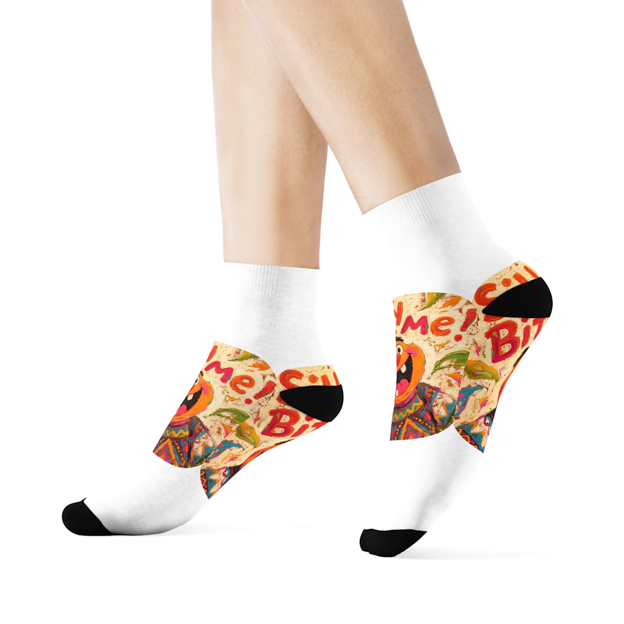 Bite Me! Artistic Crew Socks  Express Your Bold Attitude