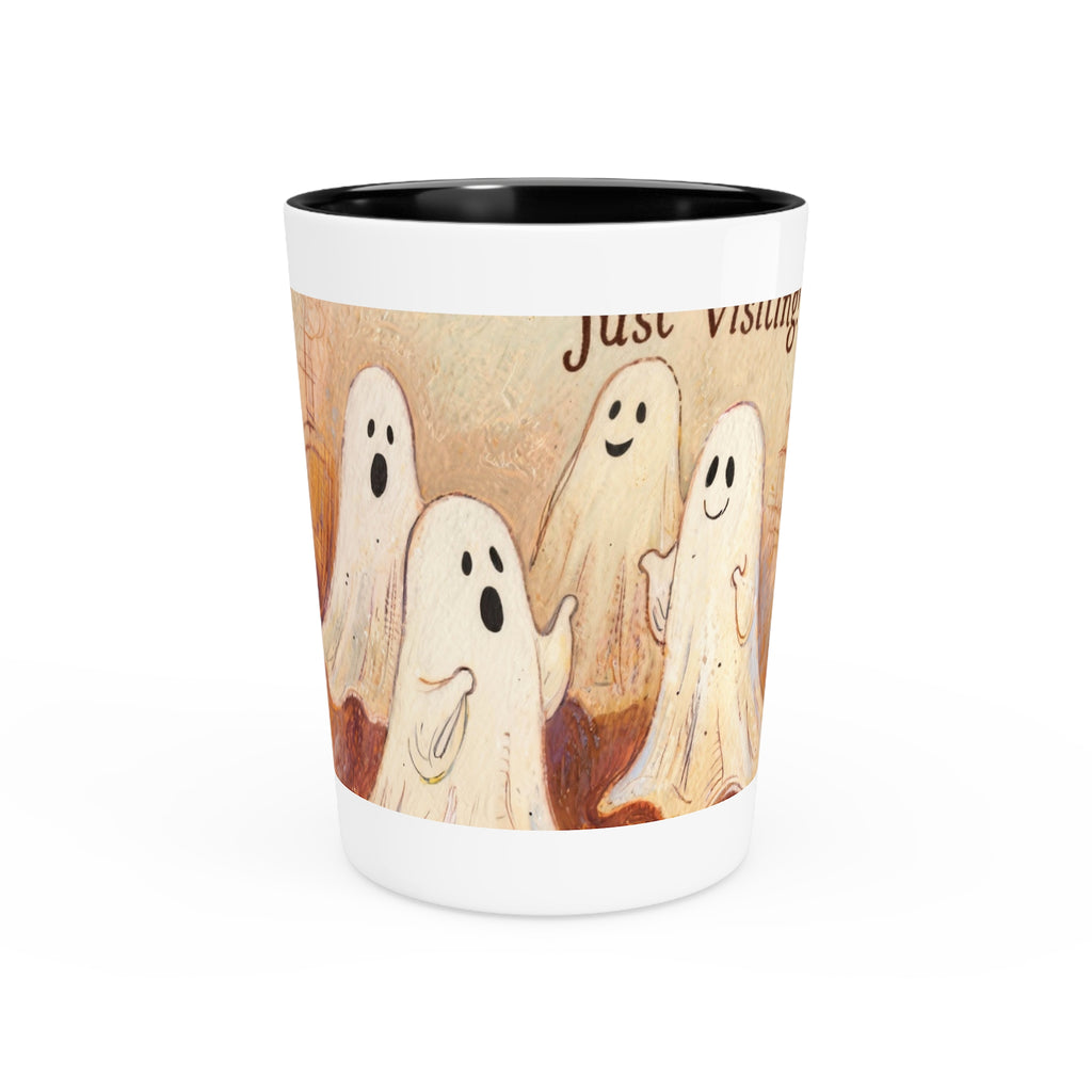 Boo! Just Visiting! Personalized Ceramic Shot Glass  Spooky Fun for Any Occasion